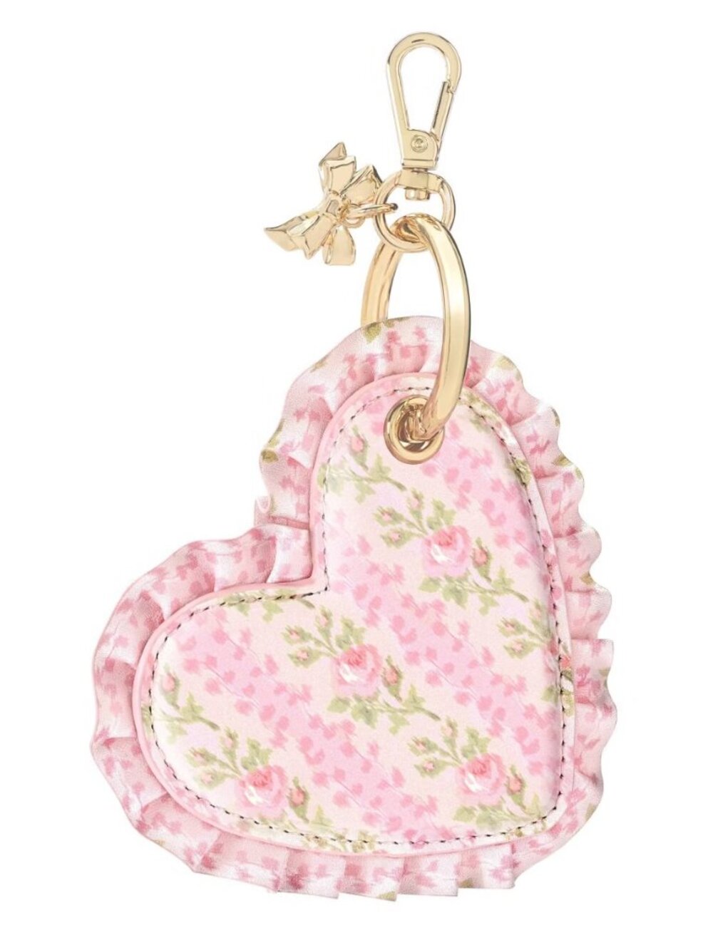LoveShackFancy x Case-Mate Ruffled Heart AirTag Bag Charm - Strawberry Macaroon